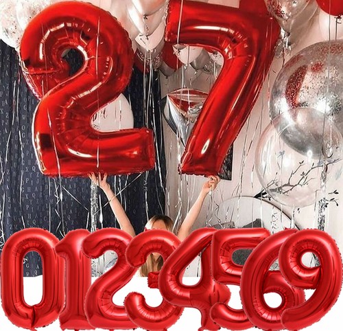 Folienballons zahlen rot - rot,