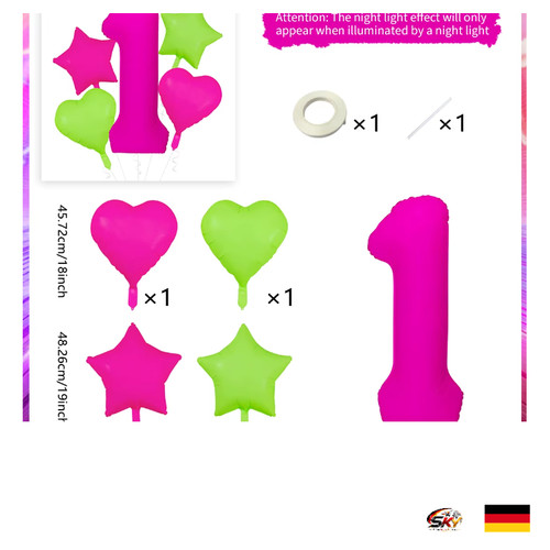 Neon digitalballon set 9 - set, 1-9