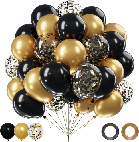 Luftballons schwarz gold - schwarz,